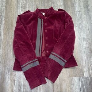 Sundance Velveteen Furlough Jacket Velvet Military Blazer Burgundy Size Small